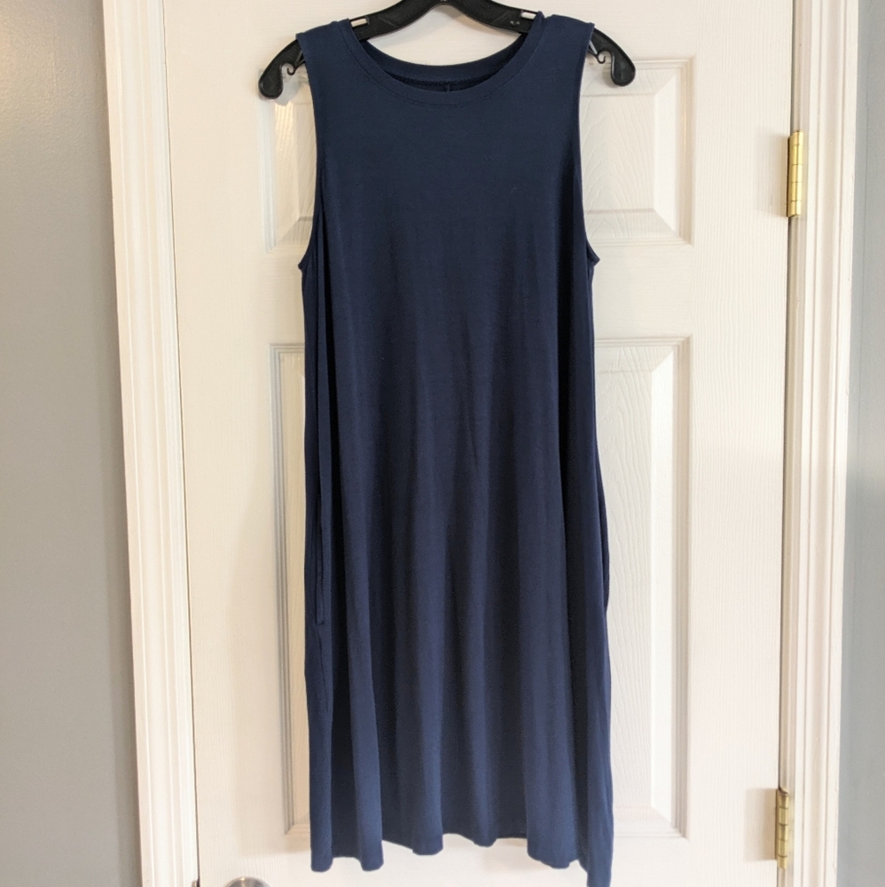 4/$25 Time & True Navy Blue Sleeveless Casual Summer Dress w/ Pockets - Sz L